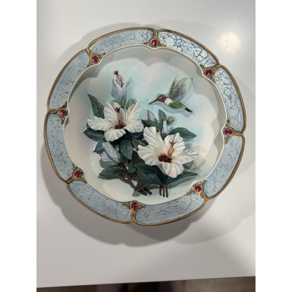 Lena Lui Hummingbird Plate "Rose Colored Dawn", Morning Jewels Issue